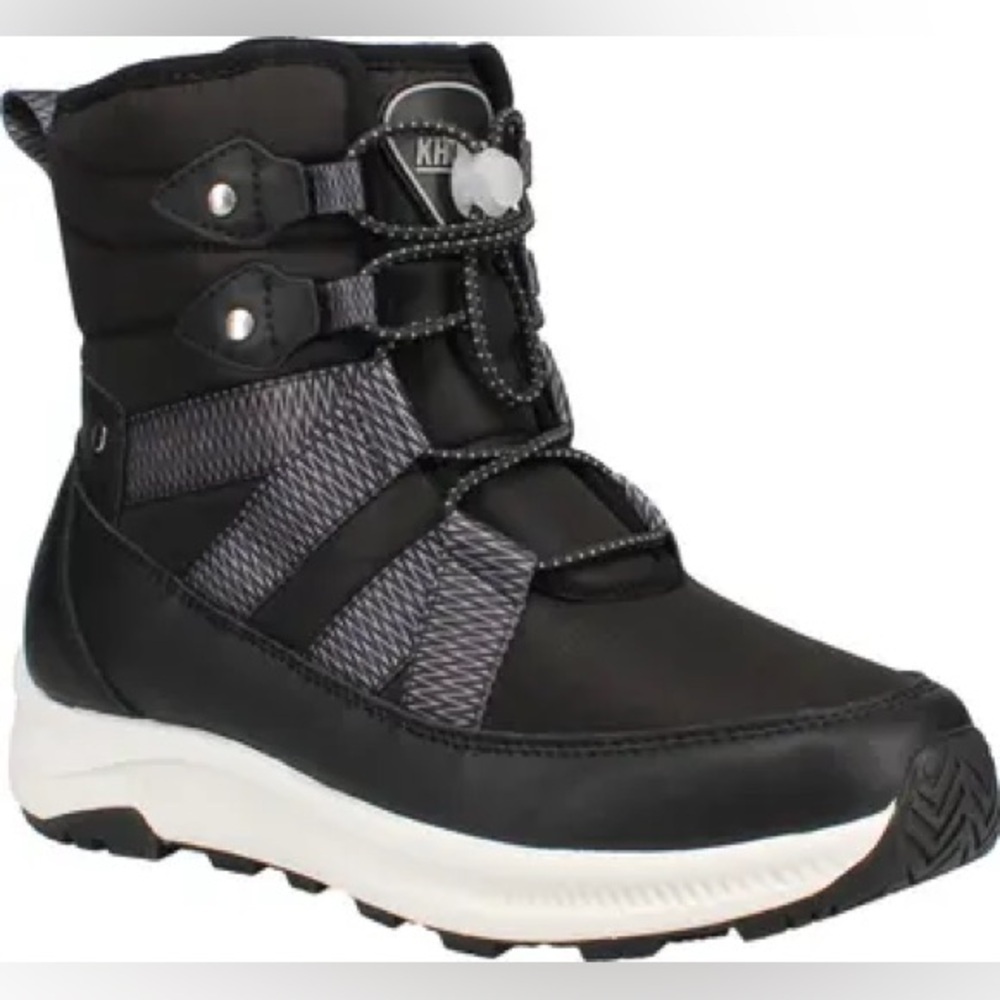 New Khombu Alessia Boot US Ski Team Black Lace Up Warm Winter Sz 10